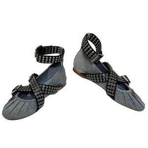 Steve Madden Flats Moto Denim Black 5 Bryar